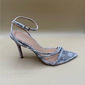 Express Snake Print Pointed Toe Heeled Sandals Size 8